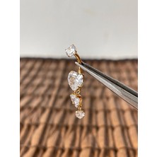 Aida Jewelss Yüksek Kalite G23 Titanium 3 Kalp Sallantı Zirkon Altın Titanyum Göbek Piercing