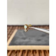 Aida Jewelss Yüksek Kalite G23 Titanium Güneş Beyaz Opal Zirkon Altın Titanyum 6x1.2mm Labret Piercing