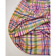Kumaş Parça Çok Renkli Çizgi Desenli Bürümcüklü Jarse Kumaş 140X200CM