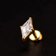 Aida Jewelss Yüksek Kalite G23 Titanium  Baklava Zirkon Altın Titanyum 6x1.2mm Labret Piercing