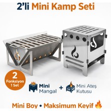 Fasmart Mini Kamp Seti 2’li – Taşınabilir Mangal & Ateş Kutusu Katlanabilir Outdoor Set