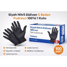 Siyah Nitril Eldiven S Beden Pudrasız 100 Lü 1 Kutu Tek Kullanımlık Muayene Eldiveni Dayanıklı Elastik Koruyucu Eldiven