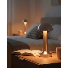 Balcali Mantar Masa Lambası Dokunmatik 3 Renk Işık Şarjlı Kablosuz Modern Krom Tasarım - DE0024-5KD5L