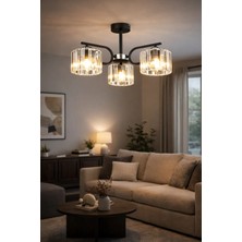 ESSLİGHT NEHİR 3 LÜ PLAFONYER AVİZE KRİSTAL TAŞLI MODERN DEKORATİF AYDINLATMA