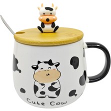 Favorize Sevimli Inek Kupa Seramik Çay, Kahve Dekoratif Hediyelik Kupa