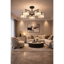 ESSLİGHT NEHİR 5 Lİ PLAFONYER AVİZE KRİSTAL TAŞLI MODERN DEKORATİF AYDINLATMA