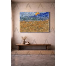 Artease Vincent van Gogh Buğday Demetleri ve Yükselen Ay (1889) Kanvas Tablo