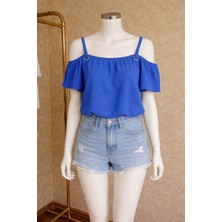 Aleksandrit Butik Lacivertaskılı Bluz