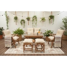 6 Kişilik Bambu Oturma Grubu Bahçe Mobilyası Balkon Takımı