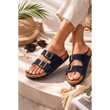 Slipcat Unisex Çift Tokalı Süet Terlik – Ortopedik Kaymaz Rahat Taban Günlük Rahatlık