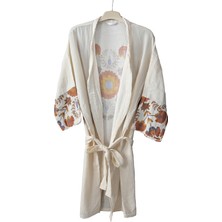Faralya Life Etnik Desen Müslin Kumaş Yazlık Kimono Sabahlık Kadın %100 Pamuk Plaj Kimono Hafif Salaş Desenli Kimono