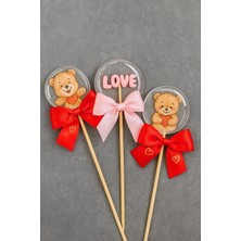 Candyemiro  Aşkın En Tatlı Hali: Love ve Ayıcık Temalı Şeffaf Tasarım Lolipop