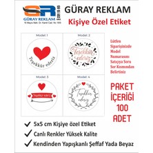 Güray Reklam 100 Adet Kişiye Özel Teşekkür Ederiz Sticker Etiket Seti - 5x5 cm Yuvarlak Şeffaf/beyaz Yapışkanlı