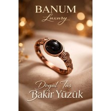 Banum Luxury Doğal Oniks (Onyx) Taşlı El Işi Tasarım Bakır Yüzük