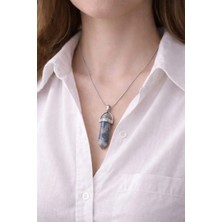 Banum Luxury Larımar Rahatlatıcı Doğal Taşlı Çelik Kolye