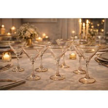 Banum Luxury Çok Amaçlı Şık 6li Bal ve Altın Tonlu Cam Sunumluk Set