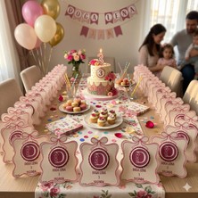 Atölye Mila Doğum Günü Isme Özel Pembe Fiyonklu Boş Krem Kutusu Konsept HEDIYELIK10'LU