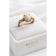 Banum Luxury Doğal Jasper Taşlı El Işi Şık Bakır Yüzük