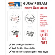 Güray Reklam 100 Adet Kişiye Özel Teşekkür Ederiz Sticker Etiket Seti - 5x5 cm Yuvarlak Şeffaf/beyaz Yapışkanlı