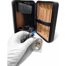 Cohiba Siyah Desenli Çakmak Puro Kesme Makası Deri Puro Taşıma Çantası ve Seyahat Humidoru.