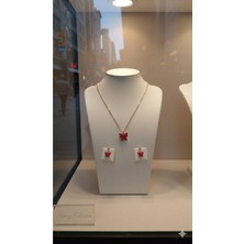 Banum Luxury Kelebek Motifli Kolye ve Küpe Takı Seti