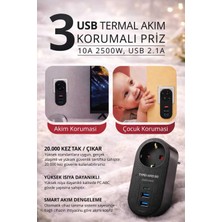 Banum Luxury 3xusb Termal Akım Korumalı Priz Akıllı Akım Dengeleme