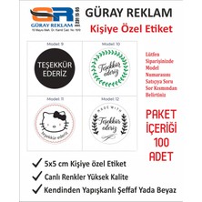Güray Reklam 100 Adet Kişiye Özel Teşekkür Ederiz Sticker Etiket Seti - 5x5 cm Yuvarlak Şeffaf/beyaz Yapışkanlı