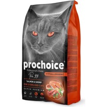 ‎Prochoice Prochoice Pro 33 Somonlu ve Karidesli Kısırlaştırılmış Yetişkin Kedi Maması 2 kg Lezzetli Tat