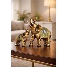 Polyester Döküm Bronz Fil Ailesi Dekoratif Fil Biblo 15 cm 30 cm