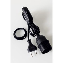 PinkyDuck E27 Duylu 2 Metre Siyah Seyyar Fişli Anahtarlı Kablo