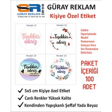 Güray Reklam 100 Adet Kişiye Özel Teşekkür Ederiz Sticker Etiket Seti - 5x5 cm Yuvarlak Şeffaf/beyaz Yapışkanlı