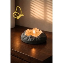 Dekoratif Masa Üstü Dağ Temalı Taş Mumluk ve Kokulu Aromaterapi Doğal Soya Mum