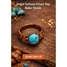 Banum Luxury Doğal Turkuaz Firuze Taşlı Bakır Yüzük