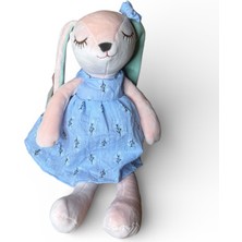 Megola Store Uyku Arkadaşım Mavi Elbiseli Peluş Tavşan Oyuncak