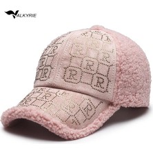 Valkyrie Peluş Şapka Kadın – Pembe Renk Taş Detaylı Kışlık Şapka Ayarlanabilir Pembe