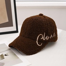 Valkyrie Peluş Şapka Kadın Erkek Unisex Kışlık Şapka Cloud Nakışlı Ayarlanabilir Bej Teddy Şapka Koyu Kahve