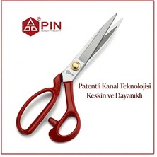 Pin Profesyonel Kırmızı Terzi Makası 10 Inç - Yüksek Kaliteli Dikiş ve Kumaş Kesim Makası