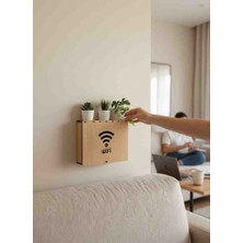 Woodmomente Ahşap Modem Kutusu Raflı Kayın Hfr Kablo Gizleyici 25X20X9 cm