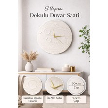 Redmoon El Yapımı Dokulu Duvar Saati  Minimal ve Modern 30 cm Dekoratif Saat  Altın Detaylı Şık Tasarım