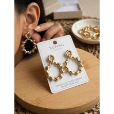 Gülardata Xuping Jewellery Marka Xp Damgalı Altın Geometrik Figürlü Kararmaz Antialerjik Vip Küpe