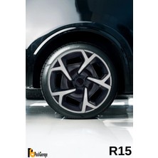 Mitsubishi Lancer Evo 15'' Inç Jant Kapağı (4 Adet) Siyah Gri C104