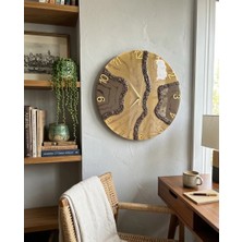 Af Epoxyart Duvar Saati - 40CM - Modern Dekoratif Duvar Saati - Epoksi Duvar Saati - El Yapımı Duvar Saati - Kahve+Krem Karışımı Lüks Duvar Saati