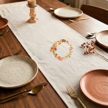 Egg Baby Keten Runner 110*40 cm Tasarım Dekoratif Runner Mutfak ve Salon Masa Örtüsü