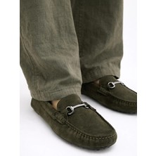 VARNAS Erkek Haki Süet Metal Tokalı Loafer Günlük Casual Ayakkabı - Despina