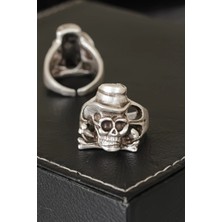 Pazarcan Mey Ithalat® Kuru Kafa Tasarımlı Eskitme Gümüş Renkli Ayarlamalı Model Erkek Yüzük