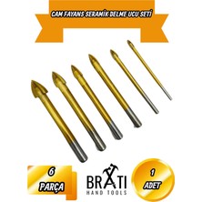 BRATİ HAND TOOLS 6 Parça Cam Fayans Mermer Granit Seramik Porselen Yuvarlak Delik Delme Seti Elmas Uç