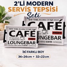 Aşkana 2’li Modern Servis Tepsisi Seti,plastik Dekoratif Sunum TEPSISI,36X26 CM+32X22 Cm,kahve, Çay Tepsisi,cafe