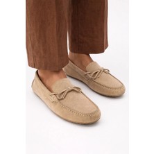 VARNAS Erkek Bej Süet Bağcıklı Driver Loafer Günlük Casual Ayakkabı - Glader