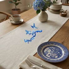 Egg Baby Keten Runner 110*40 cm Tasarım Dekoratif Runner Mutfak ve Salon Masa Örtüsü