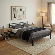 Unimet Asos-S Metal Karyola - Siyah - Konik Geçme - Konfor Destekli Latalı - 140x190/140x200/150x200/160x200